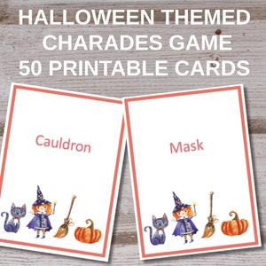 Halloween charades pictionary game, Halloween party game, Printable, INSTANT Digital Download