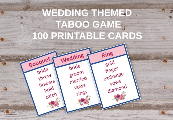Wedding Taboo Game Unique Bridal Shower Game Unspeakable | Etsy