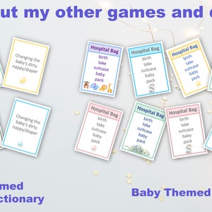 Baby shower charades pictionary game, gender neutral, Printable, INSTANT Digital Download image 3