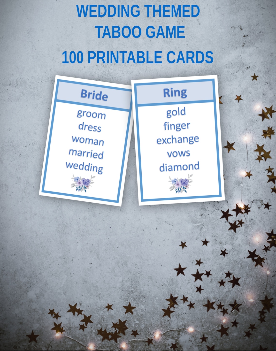 Wedding Taboo Game, Bridal Shower Game, Unspeakable Game, Printable ...