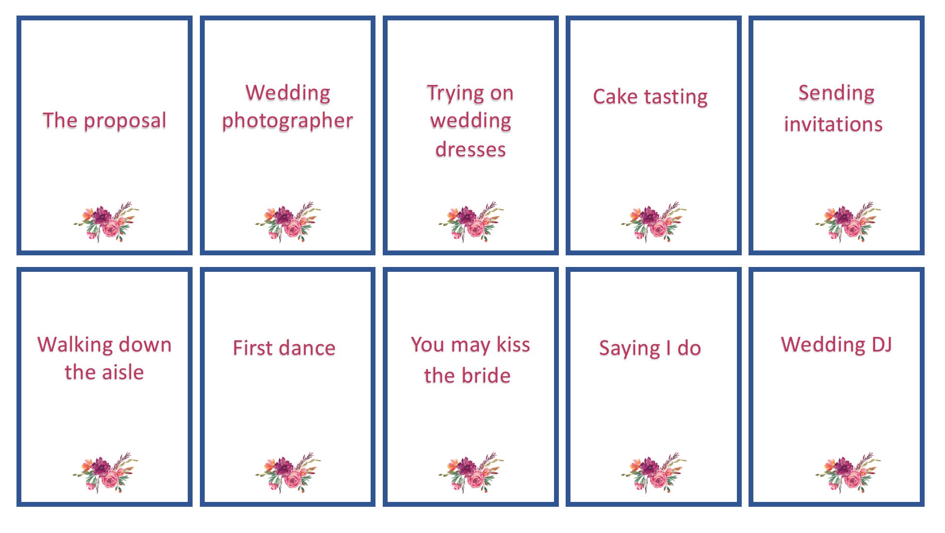 Wedding Charades Game, Pictionary Cards, Unique Bridal Shower Game ...