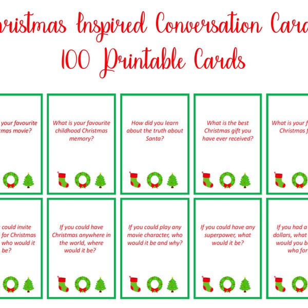 Christmas table talk,  Conversation starters, Christmas holiday printable, Christmas printable, INSTANT Digital Download