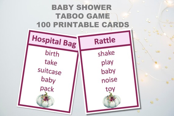 pink baby shower game printable Pumpkin Baby Shower girl baby shower game taboo game instant download