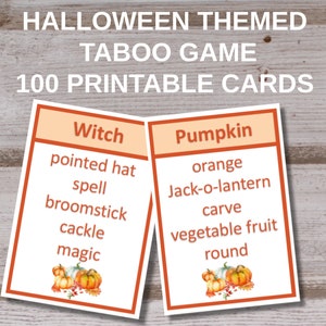 Halloween taboo game, Halloween party game, Printable, INSTANT Digital Download