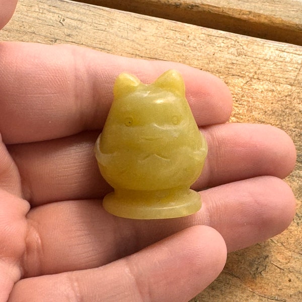 Whimsical Charm: Tiny Totoro Jade Carving (Peace & Friendship), reiki, spiritual, metaphysical, gift, hamster, crystal