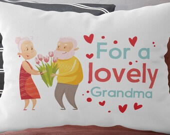 Personalized Grandma Pillowcase, Custom Throw Cover Gift from Grandkids, Birthday Keepsake Decor