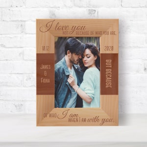 Custom Couple Picture Frame, Personalized Photo Frame, Wooden Picture Frame, Engraved Picture Frame, Lovers Gift Ideas, Anniversary Gift