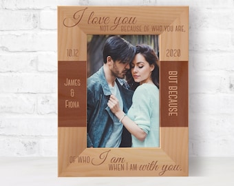 Custom Couple Picture Frame, Personalized Photo Frame, Wooden Picture Frame, Engraved Picture Frame, Lovers Gift Ideas, Anniversary Gift
