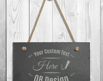 Custom Rectangle Slate Plaque, Personalized Plaque with Hanger String, Engraved Slate, Home Decoration, Engraved Slate Plaque, Custom Gifts