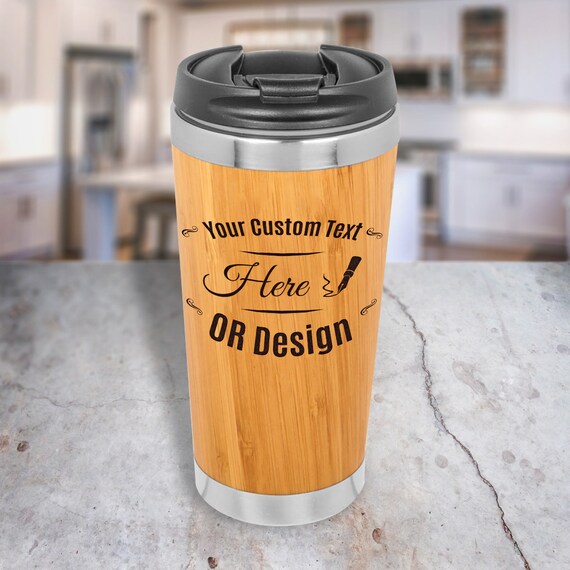Custom Vacuum Insulated Tumbler 15 oz, Personalized Bamboo Tumbler Name Engraved Gift, Custom Tumbler Gift, Aesthetic Tumbler Customizable