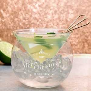 Personalized Cocktail Glass, Customized Etched Cocktail Chiller Glass, Engraved Uniquely Patterned Martini Glass Perfect Christmas Gift