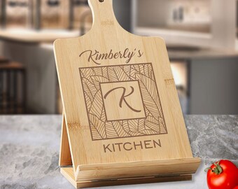 Personalized Cook Book Stand, Custom Name Engraved Easel,  Custom Kitchen Stand Book Holder, Customizable Cookbook Stand Gift for Chefs