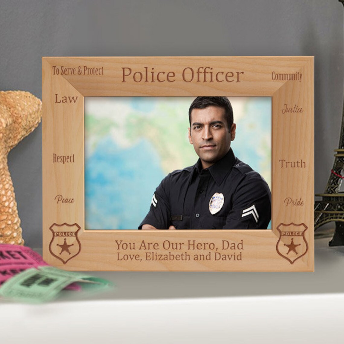 Personalized Police Officer Photo Frame, Engraved Police Picture Frame ...