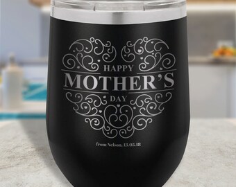 Customized Mother's Day Tumbler Gift, Personalized Stemless Vacuum Insulated Tumbler 12 oz, Name Engraved Tumbler Personalized Mom Gift
