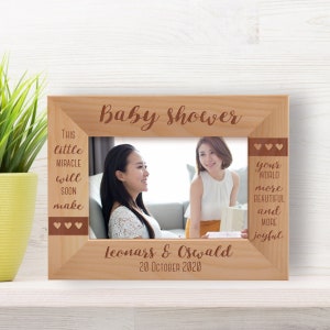 Custom Baby Shower Photo Frame, Personalized Little Miracle Picture Frame, Engraved Picture Frame, Wooden Photo Frame, Gift Idea for Mother