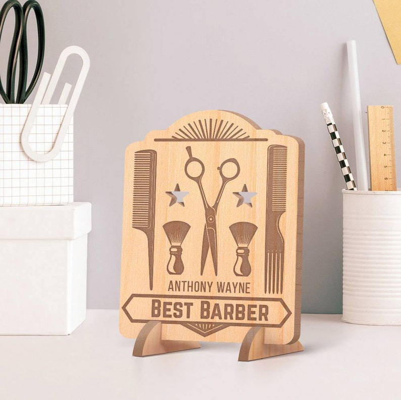Barber Gift Ideas Hairdresser Card Personalized Wooden Etsy