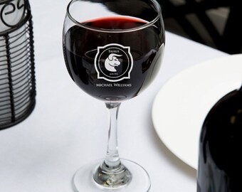 Personalized Wine Glass, Customized Crystal Stem Wine Glass, Engraved Etched Wine Glass, Monogram Zodiac Sign Wine Glass Gift for Birthday