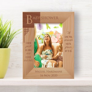 Custom Baby Shower Photo Frame, Personalized Picture Frame, Engraved Picture Frame, Wooden Photo Frame, Gift Ideas for Mother To Be