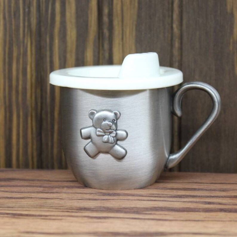 Personalized Pewter Baby Cup Custom Teddy Bear Cup Kids Cup Etsy