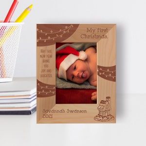 Personalized Baby Picture Frame, Custom New Year Photo Frame, Engraved Christmas Picture Frame, Wooden Photo Frame, Joy And Laughter Frame
