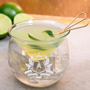 Personalized Cocktail Glass, Customized Cocktail/Martini Chiller for Martini/Cocktail Lovers, Engraved Uniquely Patterned Martini Glass