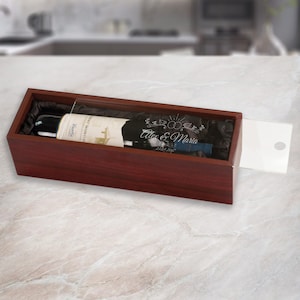 Personalized Wooden Wine Box with Acrylic Lid - Customized Wedding Gift for Him/Her-Engraved Keepsake Box for Newlyweds-Liquor Capsule Boxes
