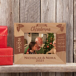 Personalized Christmas Picture Frame, Custom New Year Picture Frame, Wooden Photo Frame, Engraved Picture Frame, Gifts Ideas For Family