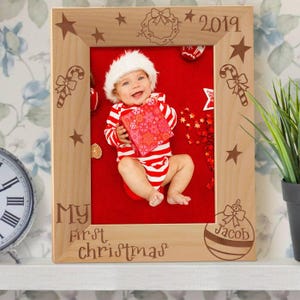 Babies 1st Christmas Photo Frame, My First Christmas, Personalized Picture Frames, Baby&#39;s First Christmas Gifts, Xmas Gift for Baby
