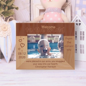 Custom Baby Picture Frame, Personalized Photo Frame, Engraved Photo Frame, Wooden Picture Frame, Memorial Gift, Gift Idea For Christmas