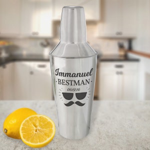 Custom bar Shaker Stainless Steel, Personalized Best Man Gifts, Custom Engraved Barware Gift, Wedding Party Drinking Mixer
