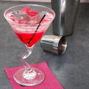 Personalized Martini Glass, Customized Unique Stem Libbey Glass, Engraved Martini/Cocktail Glass,  Monogram Martini Glass for Martini Lover