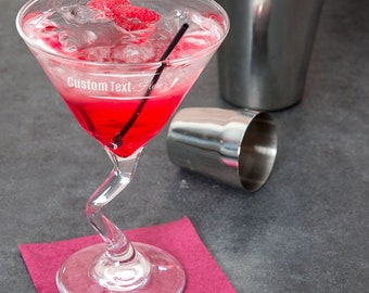 Personalized Martini Glass, Customized Unique Stem Libbey Glass, Engraved Martini/Cocktail Glass,  Monogram Martini Glass for Martini Lover