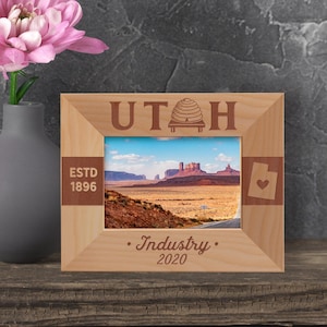 Personalized Frame Utah State, Custom Picture Frame, Engraved Photo Frame, Wooden Picture Frame, Gift For Friends, Gift Ideas For Tourists