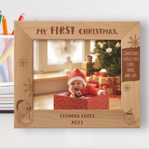 Custom Baby Picture Frame, Personalized Photo Frame, Engraved Photo Frame, Wooden Photo Frame, Christmas Gift Ideas, Love Hope And Joy Frame