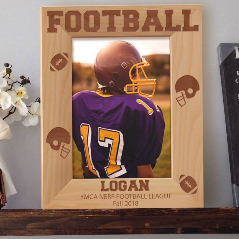 Football Picture Frame, Personalized Picture Frames, Wooden Picture