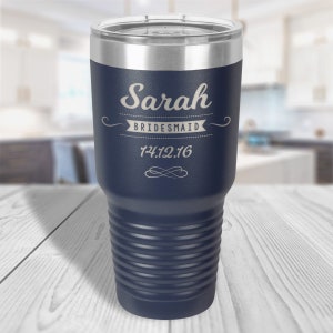 Customized Tumbler For Bridesmaid, Engraved Vacuum Insulated Tumbler, Personalized Tumbler with Lid 30 Oz, Custom Bridesmaid Gifts