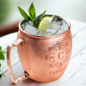 Monogrammed Copper Moscow Mule Mug: Personalized Cocktail Cup