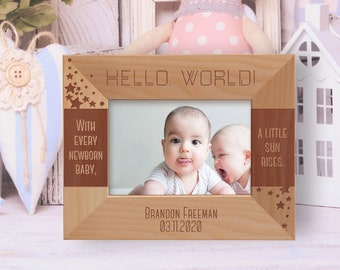 Personalized Baby Picture Frame, Custom Newborn Photo Frame, Engraved Photo Frame, Wooden Picture Frame, Memorial Gift, New Parents Gift