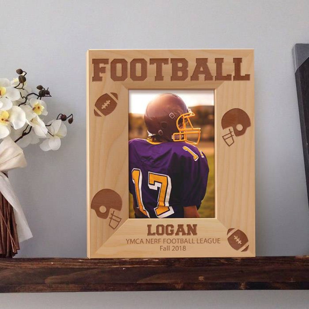 Football Picture Frame, Personalized Picture Frames, Wooden Picture