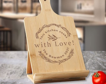 Personalized Kitchen Cookbook Holder, Cooking is Love, Custom Cook Book Holder, Gifts for Chefs, Book Holder, Cookbook Holder, Recipe Stand