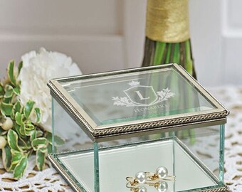 Custom Engraved Glass Jewelry Box - Personalized Keepsake Organizer