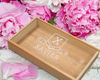 Personalized Cigar Box, Customized Wooden Cigar Humidor, Monogram Cigar Humidor, Engraved Luxurious Wooden Cigar Box Gift for Cigar Lovers