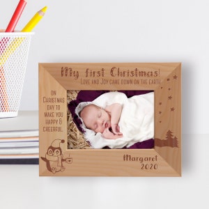Custom Baby Picture Frame, Personalized Christmas Photo Frame, Engraved Love And Joy Photo Frame, Wooden Photo Frame, Gift Ideas For Family