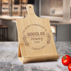 Personalized Cook Book Holder,  Customizable Book Holder Kitchen Stand,  Custom Recipe Cookbook Engraved Easel, Custom Gift For Chefs