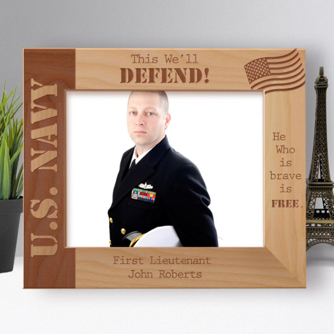 US Navy Picture Frame US Flag Engraved Frame Wooden Photo Etsy