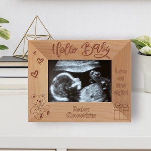Hello Baby Love At First Sight Personalized Wooden Frame