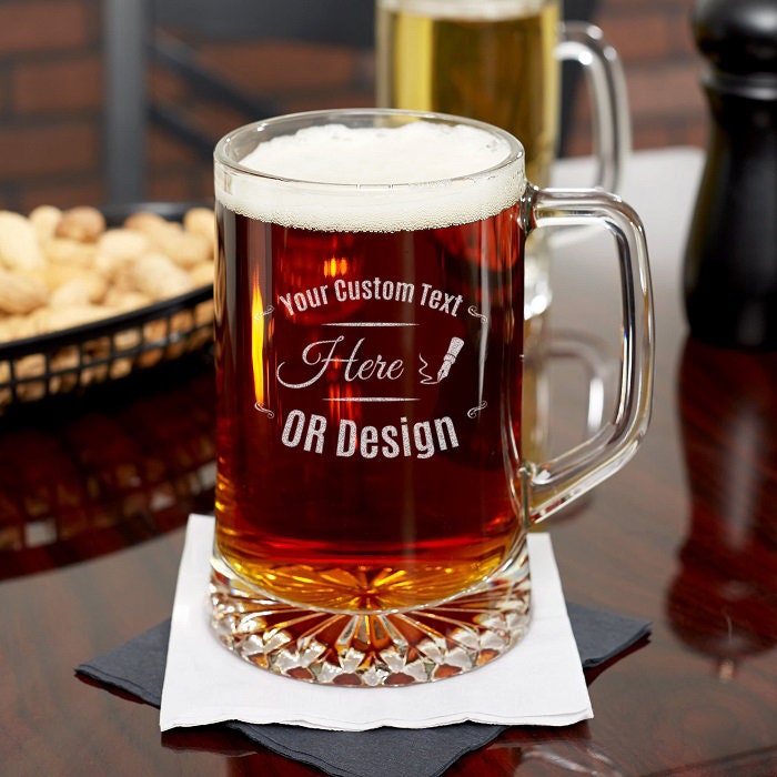 Personalized Etched Beer Mug Custom Name / Logo / Text Etsy