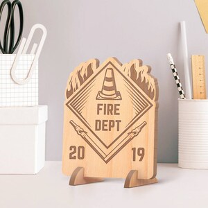 Personalized Firefighter Card, Customized Firefighter Sign Wood Card, Monogram Firefighter Appreciation Card, Engraved Fire Department Sign