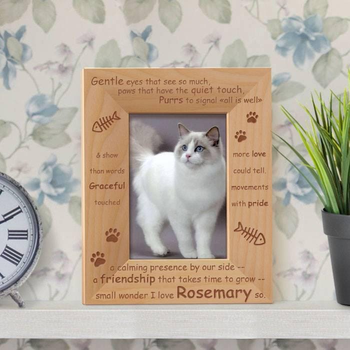 Cat Memory Photo Frame Personalized Cat Photo Frame, Pet Picture Frame, Engraved Photo Frame ...