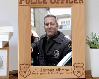 Police Officer Photo Frame, Personalized Picture Frame for Policeman, Police Department Wooden Frame, Gifts for Police Officer